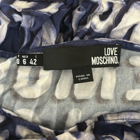 Love Moschino bubble letter blue long sleeve blouse size 6 - Picture 6 of 8